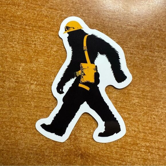Bigfoot Construction Worker Sticker - Picture 1 of 1